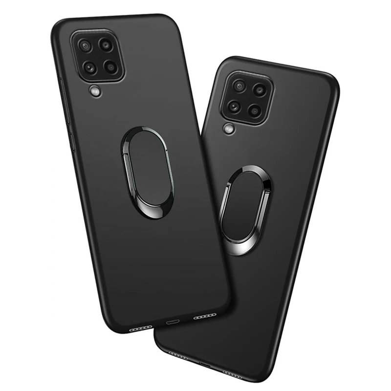 Чехол для телефона Samsung Galaxy F12, чехол F127G/DS F127F/DS, 6,5 дюйма, красный, черный, синий, кольцо на палец, вращение на 360 градусов, Мягкий силикон