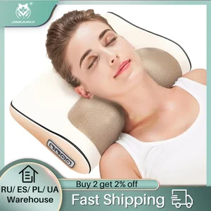 Массажная подушка JinKaiRui с инфракрасным подогревом, устройство для массажа шиацу, разминающий массаж с волновой кривой, массажер для здоровья