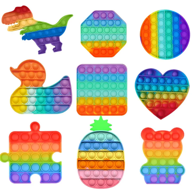 

Rainbow Bubble Pops Fidget Kids Toy Sensory Autisim Special Need Its Anti-stress Stress Relief Squishy Fidget Toy Random Color