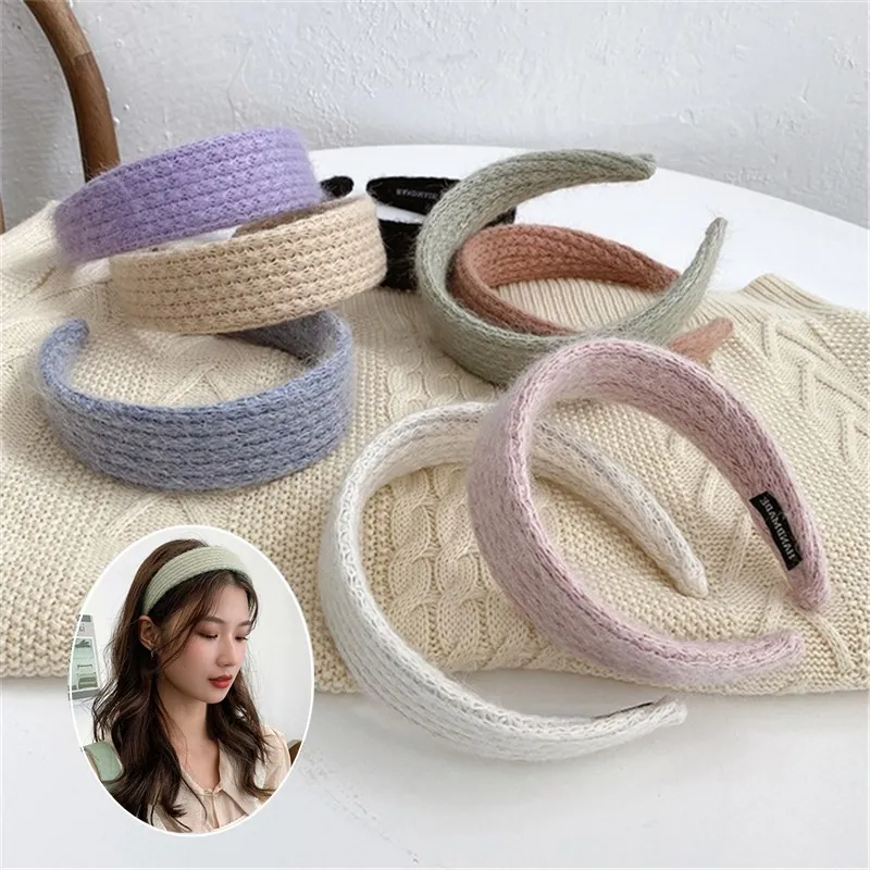 

Woolen Yarn Wide-brimmed 8 Colors Hairpin Girls For Women Elegant Knitted Elastic Hair Band Hair Accessories