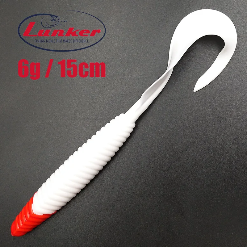 Lunker 6g 15 см красный белый большой хвост невесомый Техасский джиг голова carolina rig