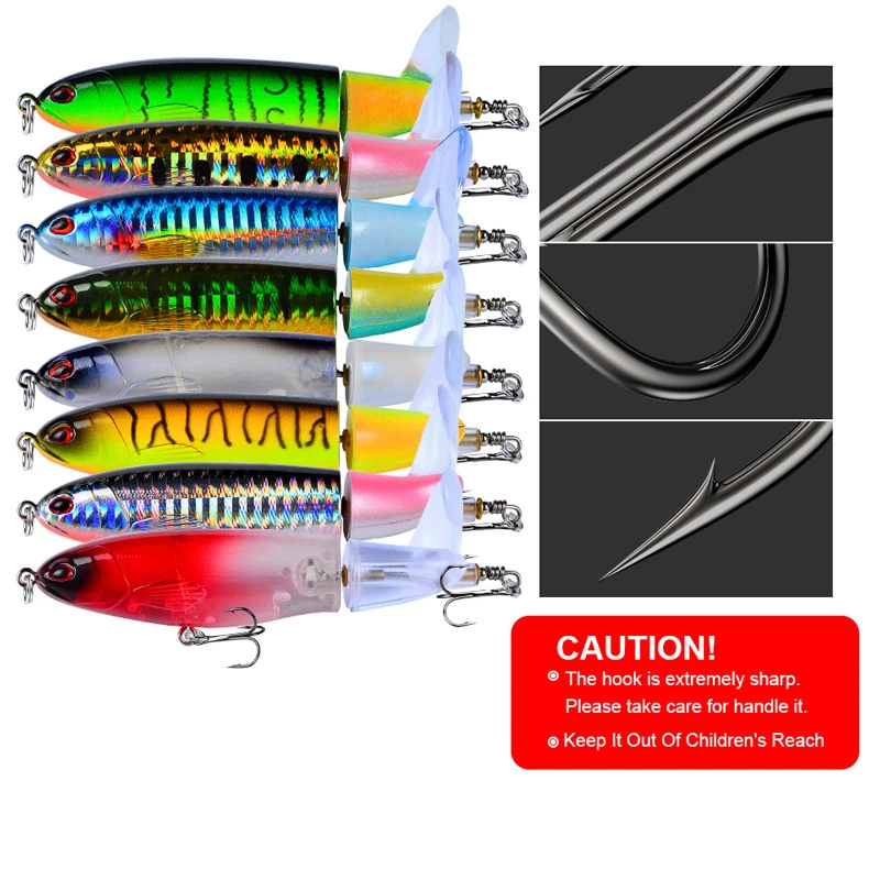 

1 PCS 15g/11cm Whopper Popper Fishing Lure Artificial Hard Plopper Bait Crankbait Soft Rotating Tail Bass Fishing Bait