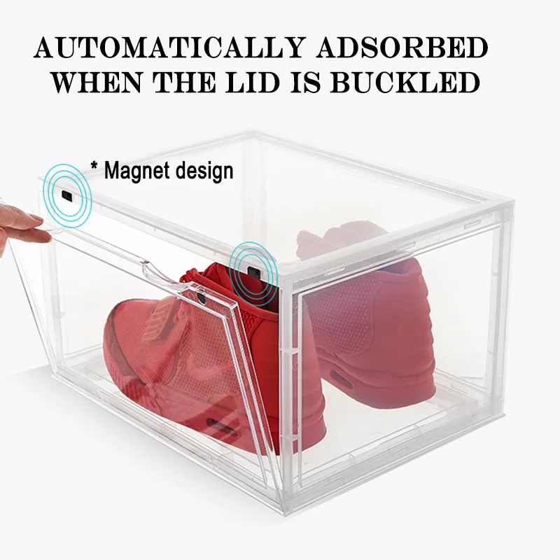 Коробка для обуви кроссовок с магнитным дисплеем прозрачная акриловая