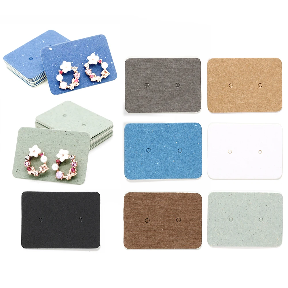 

50pcs/lot 2.5x3.5cm Stud Earring Paper Card Thick Cardboard Kraft Paper Cards for Jewelry Display Hang Price Tags Retail Packing