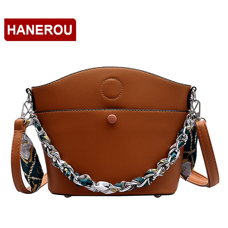 Модные женские сумки ведро стеганые кожаные с цепочкой мессенджеры из