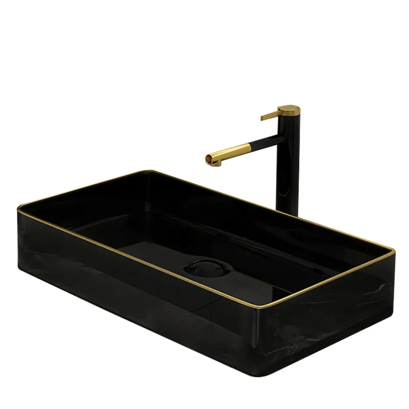Черная керамическая Столешница для балкона квадратная простая раковина ванной