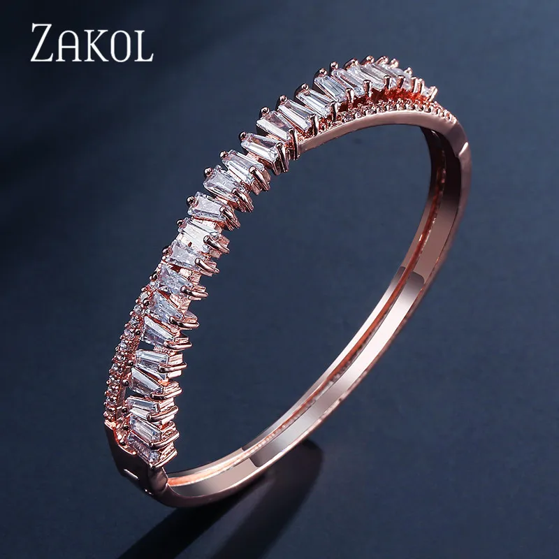 ZAKOL модный регулируемый браслет AAA с кубическим цирконием и манжета X форма