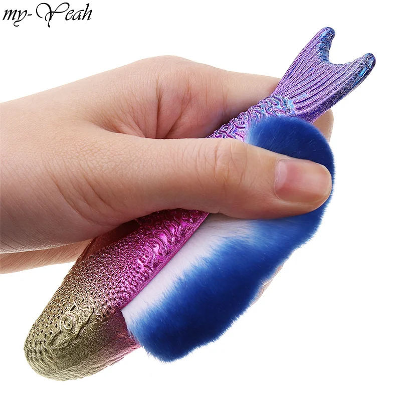 Щетка для удаления пыли в форме рыбы мягкая щетка очистки волос блестящая пудра