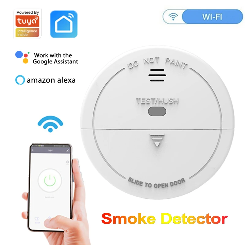 

Tuya Wifi Smart Smoke Detector Sensor Wireless Fire Alarm Sensor Work with Smartlife App Home Office Smoke Alarm Fire Protection