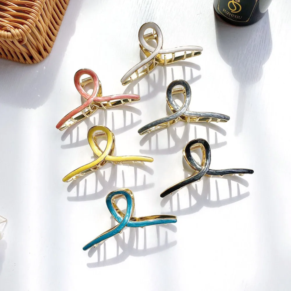 

Новый сплав капель Форма зажим для волос заколка со стразами модная женская обувь средних размеров волос с керамическим покрытием задняя з...