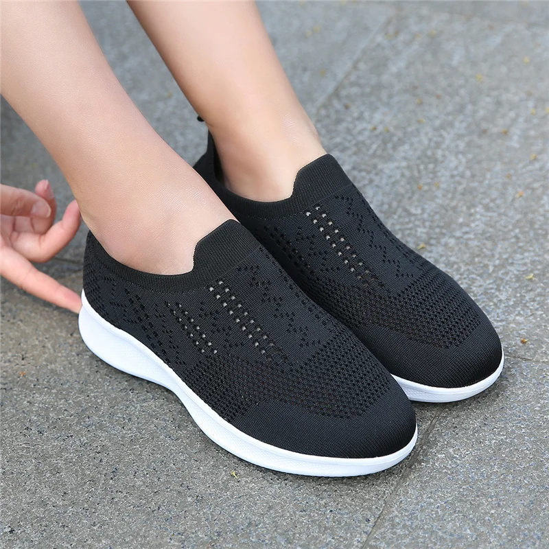 

Sneakers Women Flats Shoes Summer Breathable Flying Weaving Casual Shoes Woman Slip-on creepers moccasins Ladies Shoes