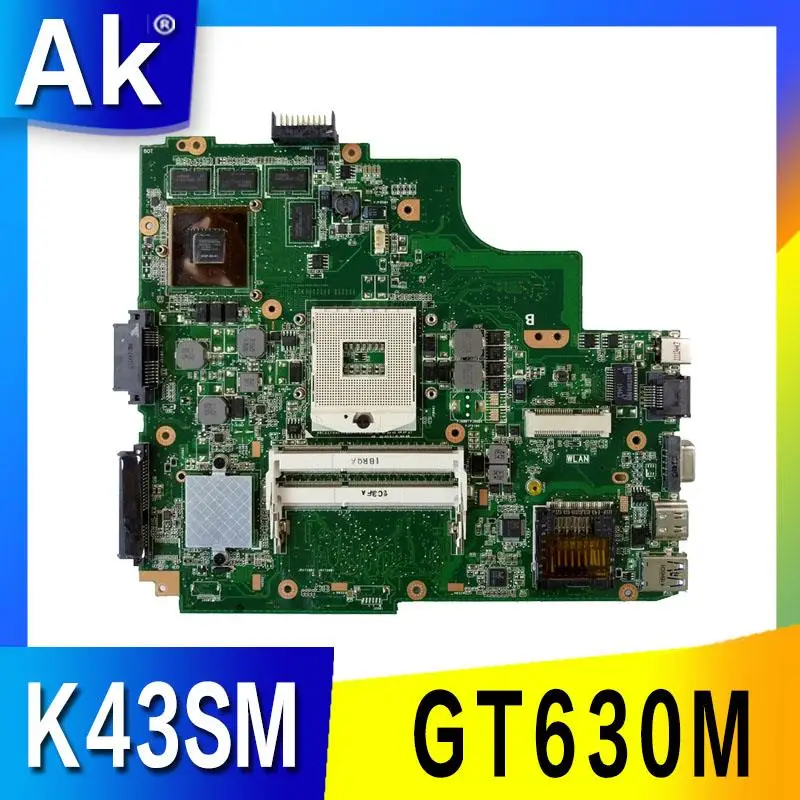 Материнская плата K43SM GT630M 1 ГБ для ASUS A43S X43S K43S K43SV K43SJ N13P GL2 A1 HM65 DDR3 ноутбука