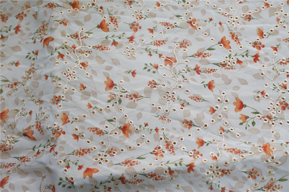 Новинка 2020 шифоновая ткань весна-лето с принтом Высококачественная оранжевая