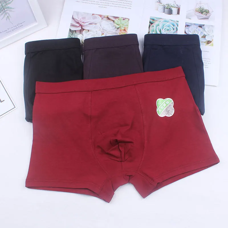 Трусы боксеры мужские однотонные хлопково льняные шорты с широкой талией модное