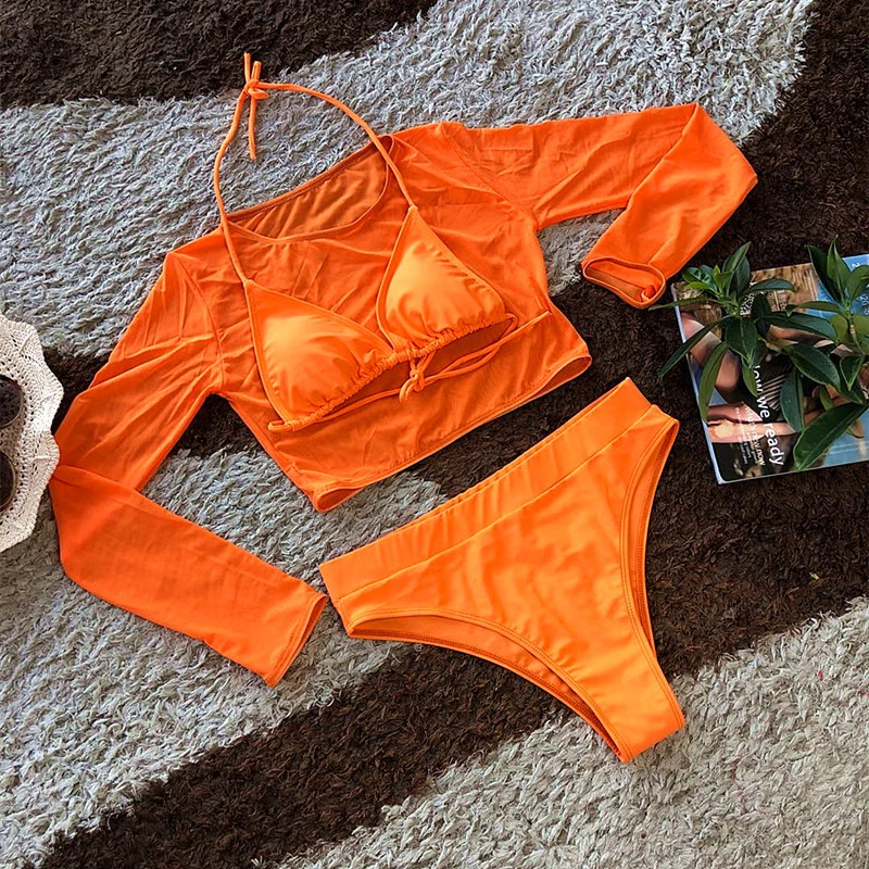 Прозрачное Бикини с длинным рукавом для ночного клуба Новая Одежда танцев на