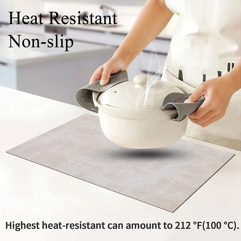 

ABZS Resistant Placemats for Dining Table Waterproof Wipeable Washable Easy to Clean Anti-Slip Place Mats Set of 6