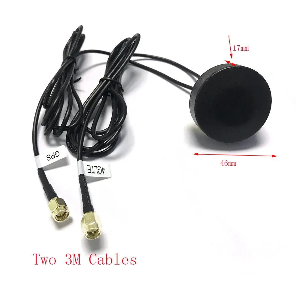 1PC Combined antenna small round type GPS active+4G Aerial with nut extension cable SMA male connector NEW wholesale
