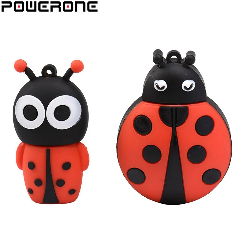POWERONE флэш-накопитель usb диск милый жук memory stick флешки мини 4 ГБ 16 32 64 Божья коровка