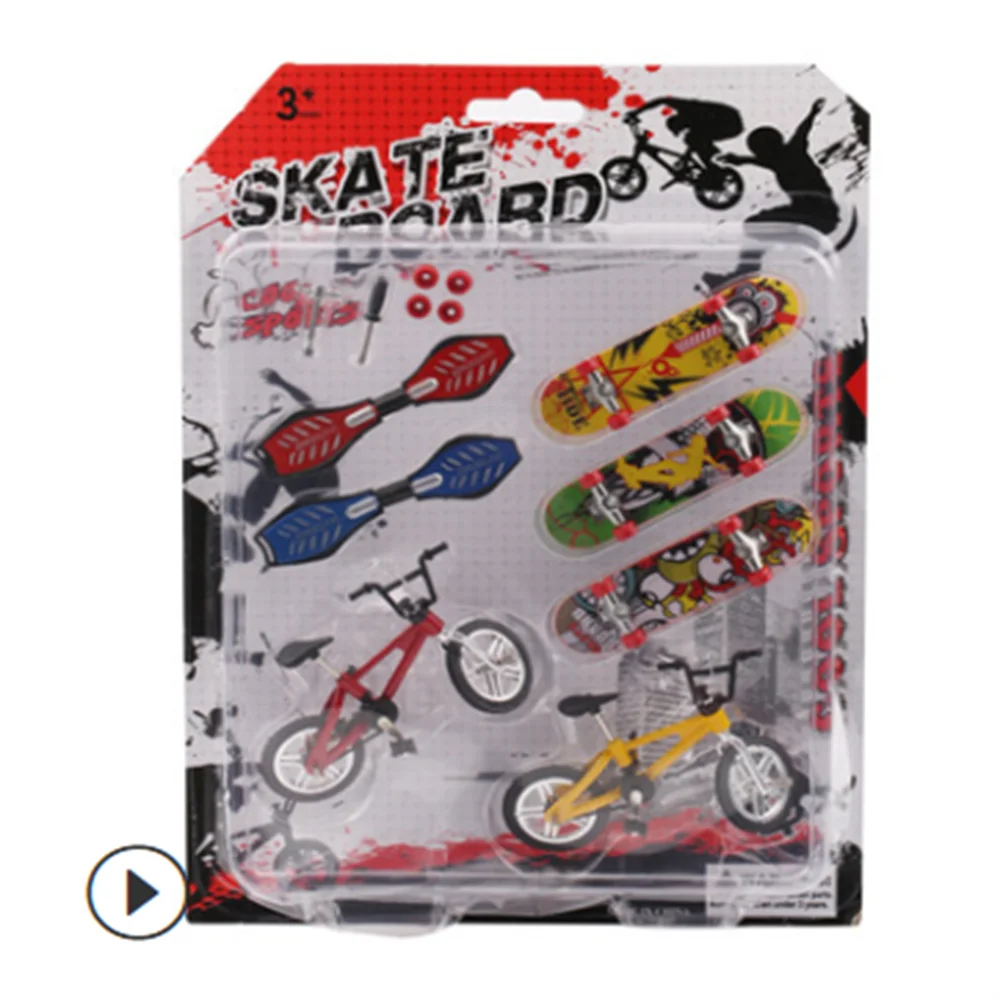 

Free gift! 2 bike +5 skateboard finger skateboard set alloy scene props