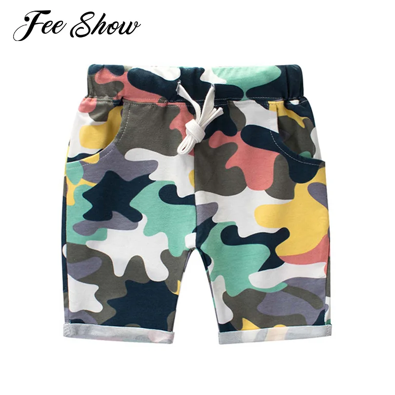 

Kids Boys Fashion Cotton Summer Gym Workout Sport Shorts Camouflage Print Elastic Waistband with Drawstring Slant Pockets Shorts