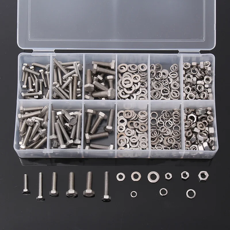 Высокое качество 475 шт метрические шайбы гайки и болты набор винтов для жесткого