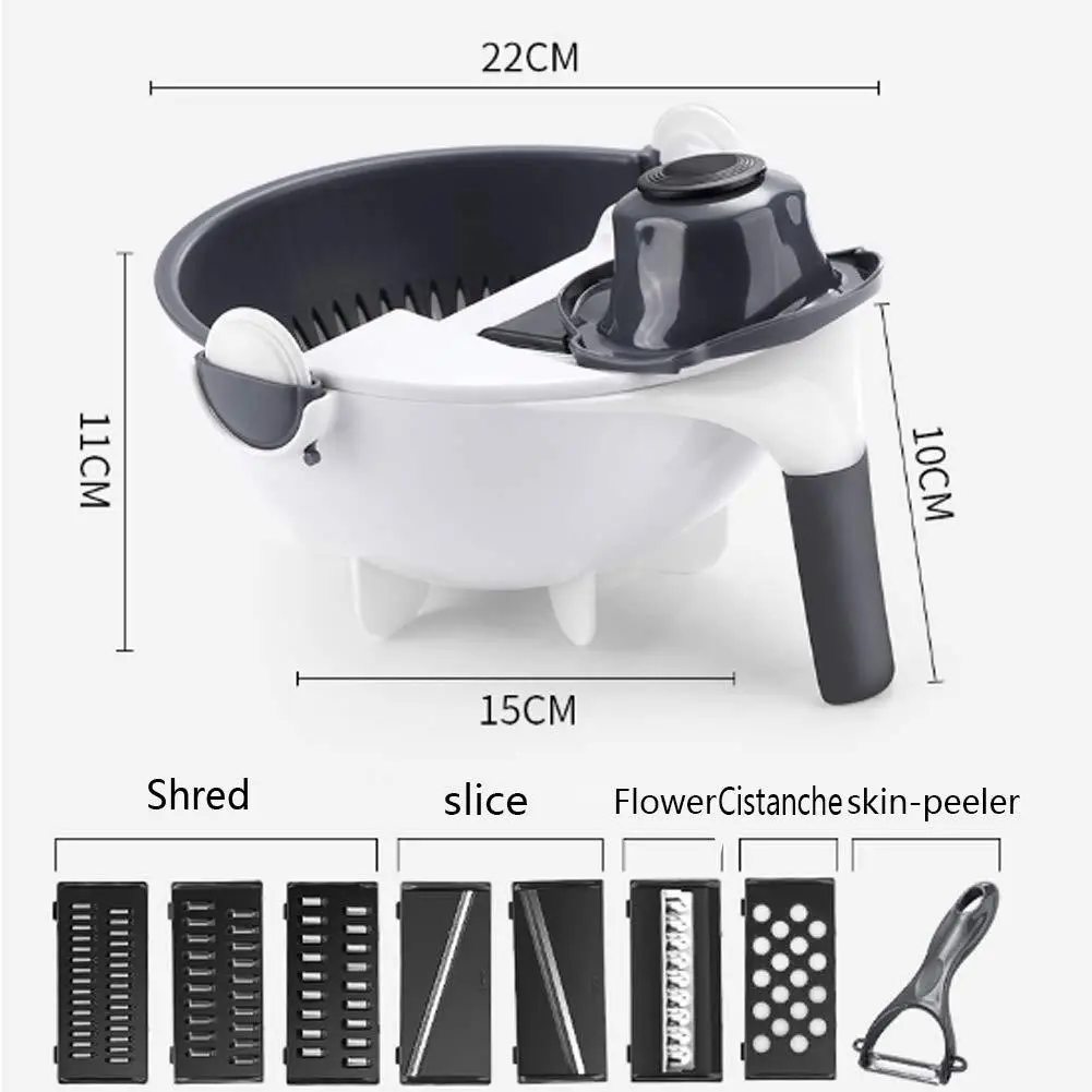 Новый многофункциональный измельчитель для овощей 9 в 1 вращающийся кухонный