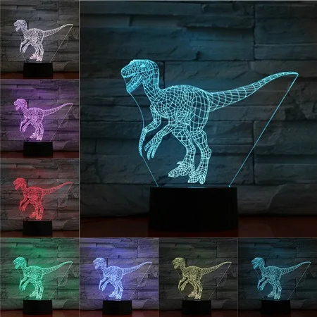 E 3D Dinosaur Lamp Raptor Pterosaur Table Beside Night Light Kid Boy Gift Creative Animal Atmosphere Lighting LED Touch RemoteBase - Испускаемый цвет: E