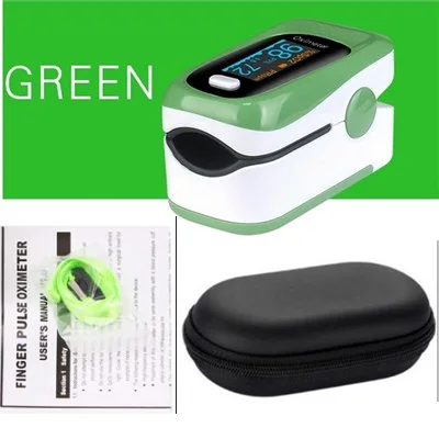 OLED green case Пальцевой Пульсоксиметр палец De Pulso Dedo домашний Пульс оксиметр Pulsioximetro с английским и португальский язык CE OLED - Цвет: OLED green case