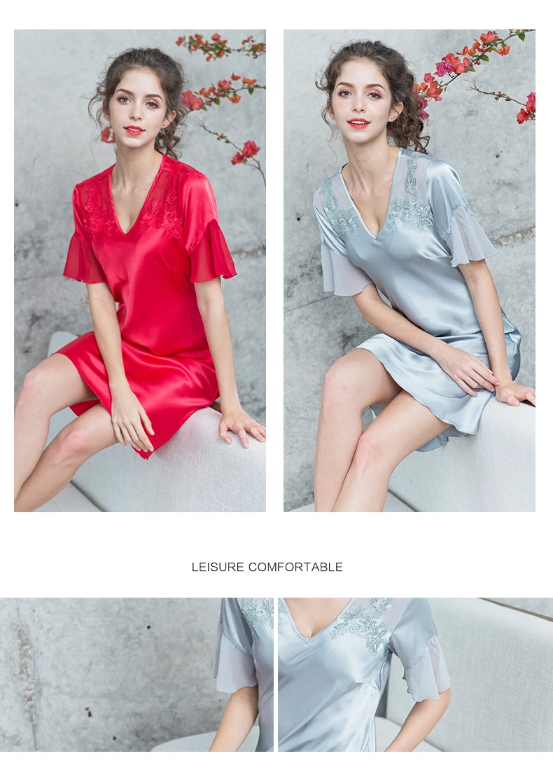Женская одежда для сна, Женская Лаковая юбка из материала Ice Silk с короткими рукавами, сексуальная одежда для сна, юбка для дома, платье для сна, юбка, одежда для сна