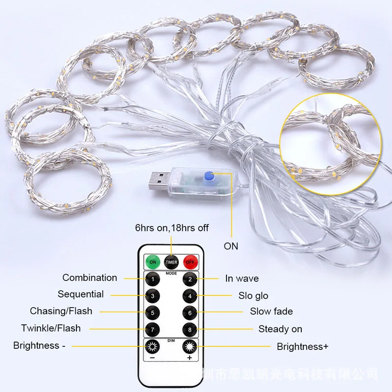 

3M USB Power Remote Control LED Curtain Fairy Lights Christmas Garland Copper Wire Lights For New Year Christmas Bedroom Home