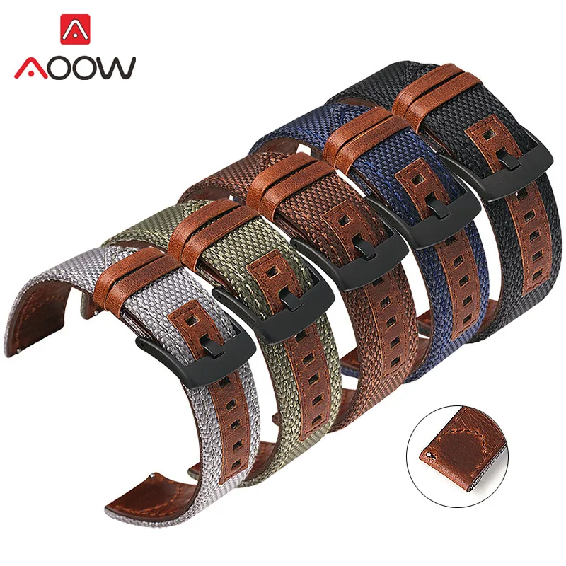 Ремешок из натуральной кожи для наручных часов нейлоновый браслет Samsung Galaxy Watch