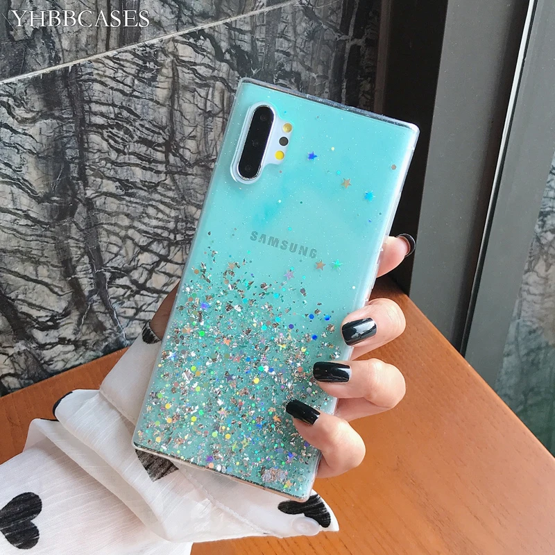 Для Samsung Galaxy S11 Plus S10 S8 S9 яркий блестящий прозрачный мягкий чехол для Note 10 8 9