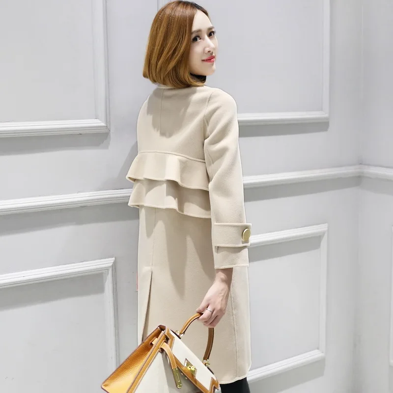

2020 Long 100% Wool Coat Women Double-sided Wool Jacket Korean Fashion Ladies Coats Jackets Abrigos Mujer Elegante