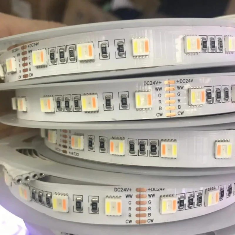 

LED Strip 5IN1 RGB+CCT 5050 60leds 30Leds 96Leds/m 5 Colors in 1 chip CW+RGB+WW RGBW RGBWW flexible Led Tape Light 12V 24V ws28