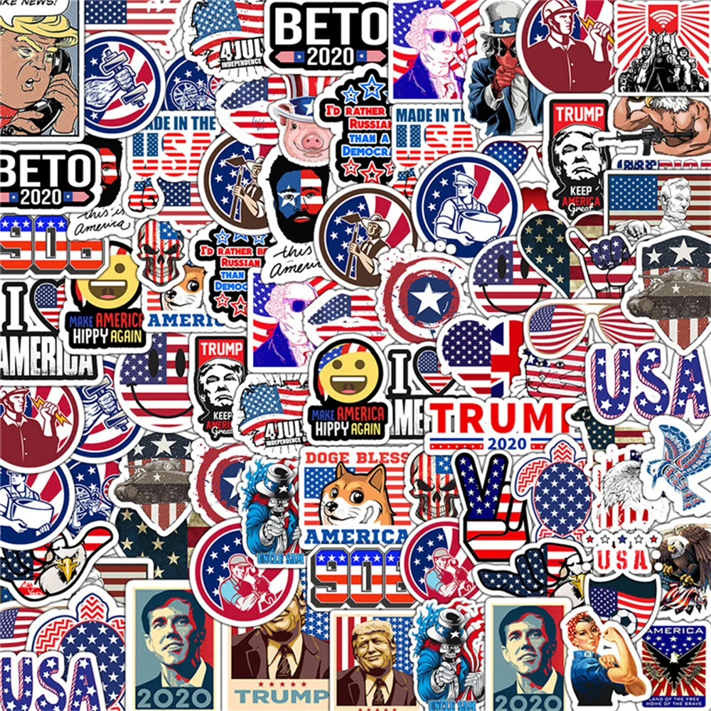 

10/30/50PCS US President Independence Day Sticker Personalized Luggage Trolley Doodle Sticker Notebook Guitar Sticker Wholesale