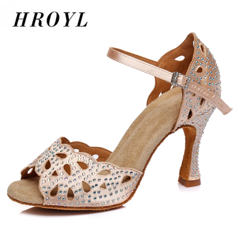 HROYL латино американских танцев танцевальная обувь для девушек и женщин С Стразы