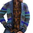 Мужской жакет, вязаный кардиган с длинными рукавами и принтом, весна, размера плюс