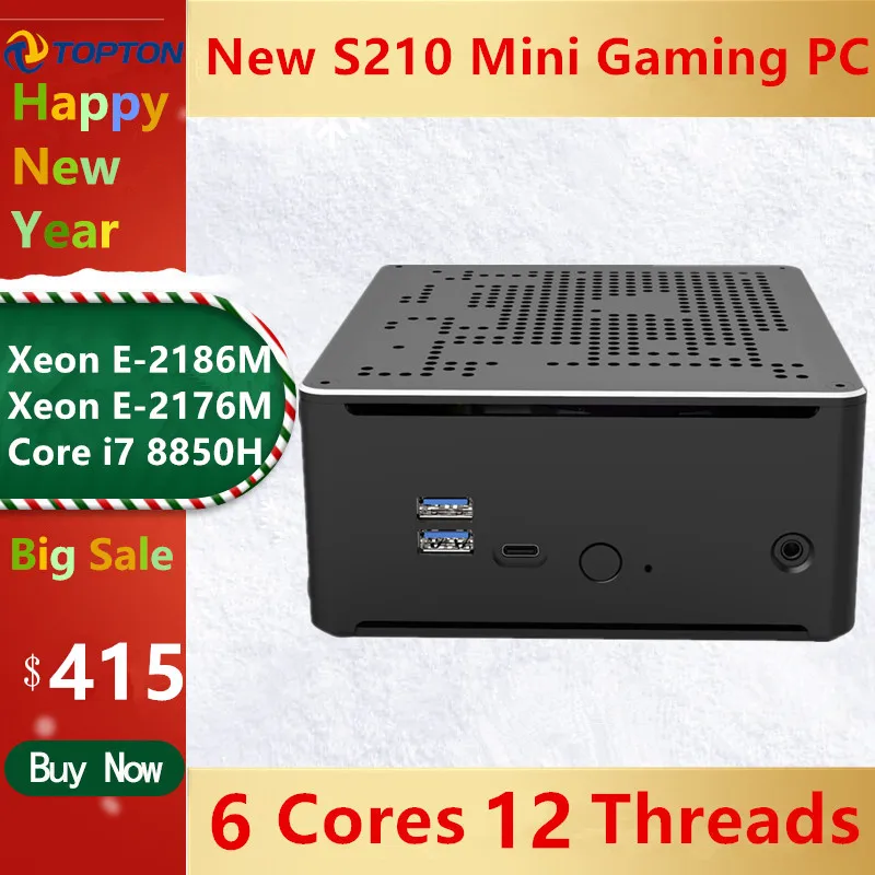 Новейший S210 мини ПК Intel i7 8850H Xeon E 2186M 2 lan * DDR4 M.2 NVME + 1*2 5 ''SATA игровой компьютер Win10