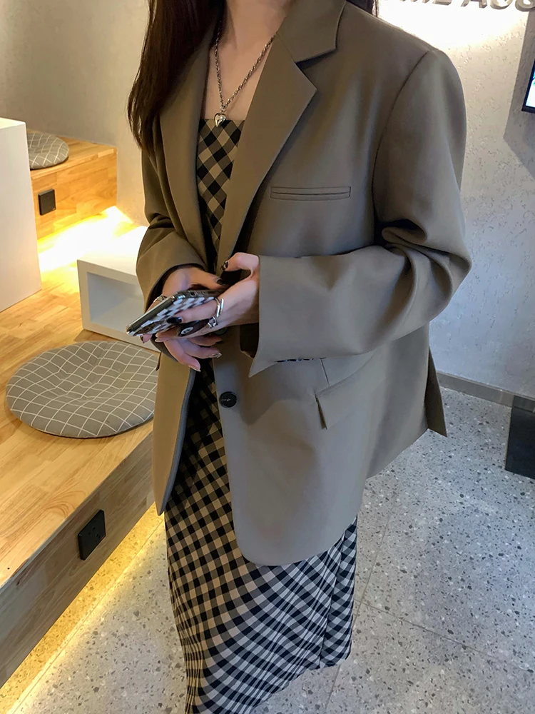 

Women's Suit Jacket Women's New All-Matching Loose Casual Coffee Color Suit Jacket office lady blazer women