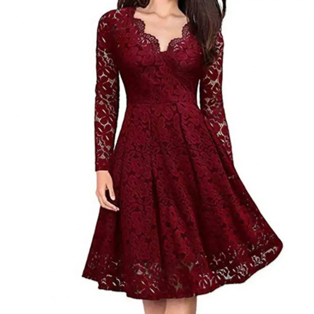 

Женское кружевное платье, ажурное платье с цветочным узором для свадьбы, осенне-зимняя женская одежда