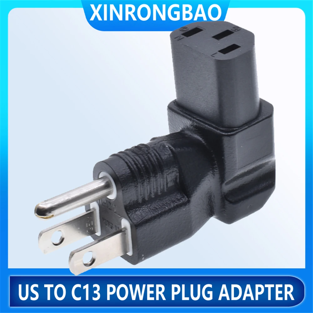 Переходник с US на C13, американский тип B, 3 штырька на IEC60320, переходник с вилкой «Папа-мама», 125 В, 15 А, зарядка для компьютера, черный