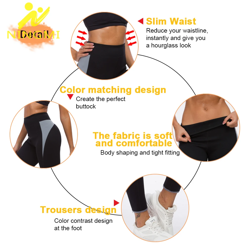 Неопреновые спортивные женские леггинсы NINGMI для фитнеса и похудения модные