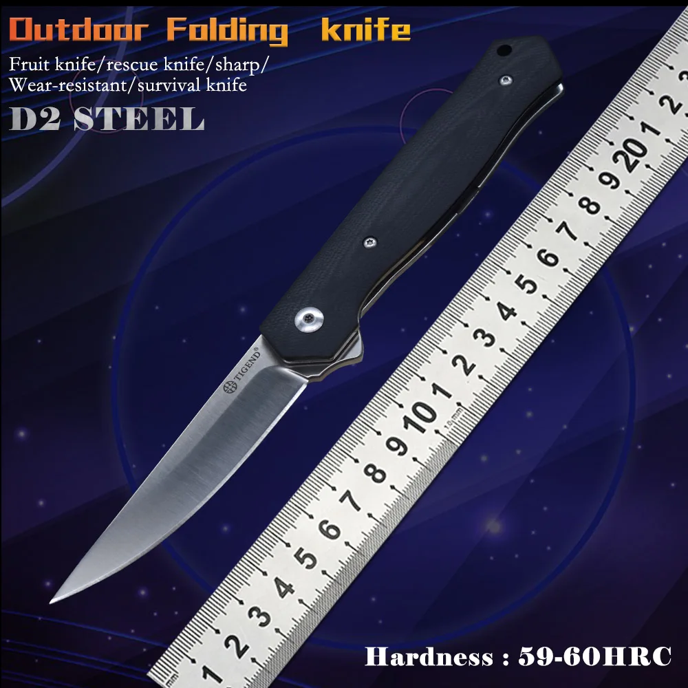 

NEW folding knife 1067 D2 blade outdoor hunting survival camping combat knife EDC practical self-defense portable fruit knife