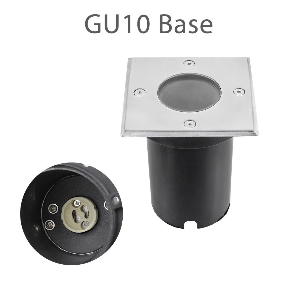Square GU10 Base Светодиодный в-грунтовый светильник 12 в 85-265 в зарытый свет GU10 MR16 Водонепроницаемый Открытый скрытый Точечный светильник, встраиваемый в пол лампы - Испускаемый цвет: Square GU10 Base