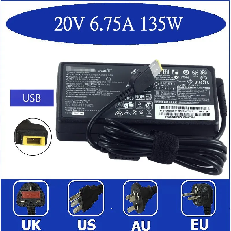 Оригинальный адаптер питания переменного тока для ноутбука IBM Lenovo T440p Y50 70 20V 6.75A