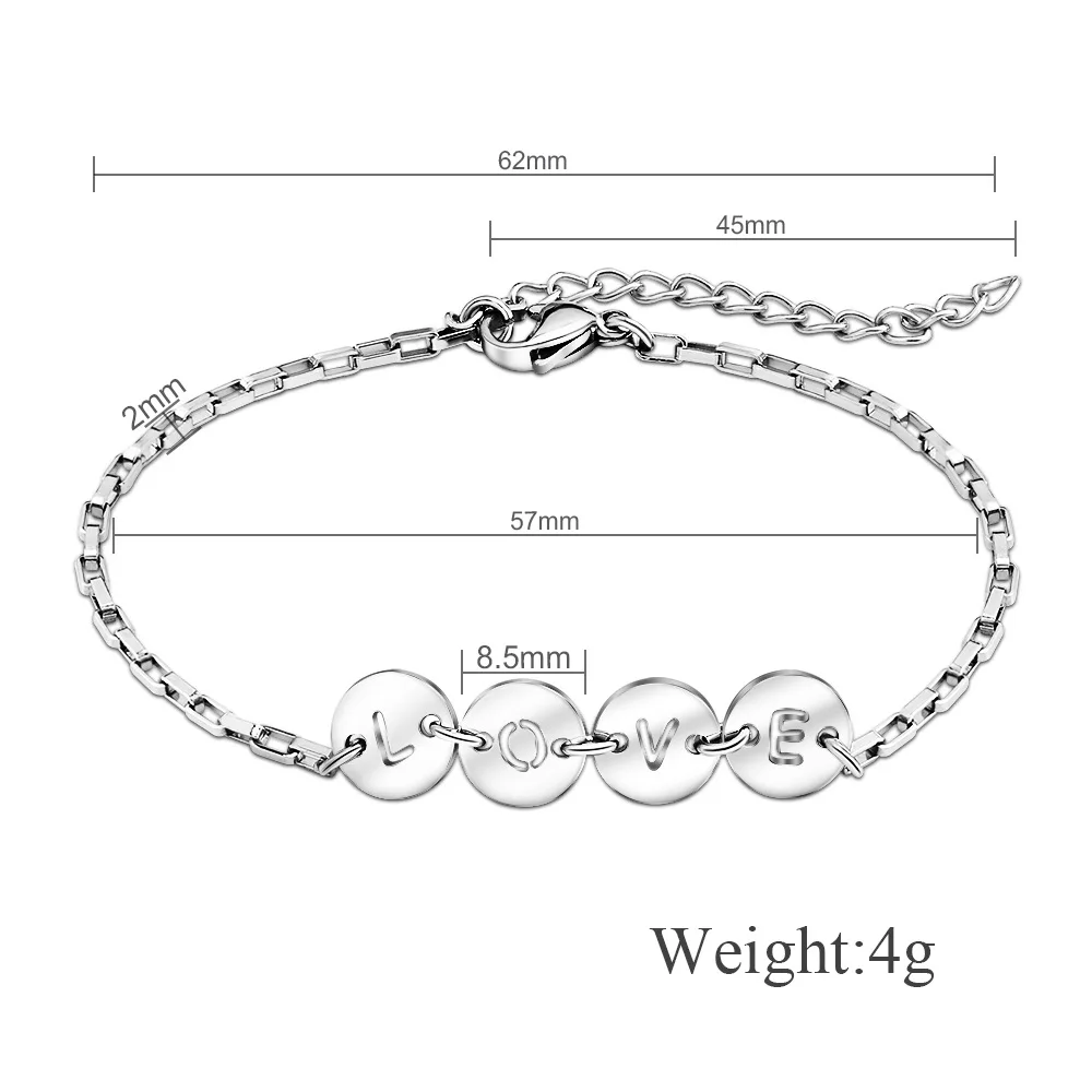 

2021 New 26 Initial English Letter Bracelet Stainless Steel Simple Delicate Diy Custom Name Adjustable Bracelet For Women Family