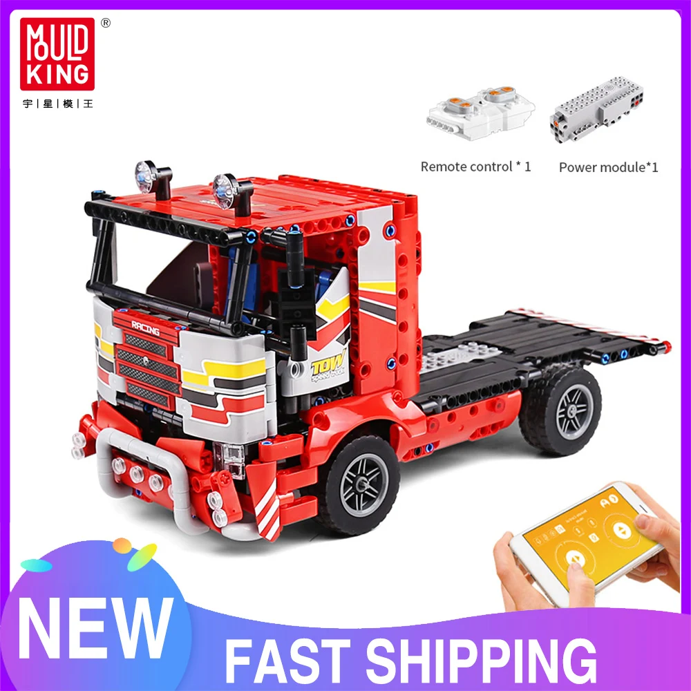

Mould King High-tech APP Remote Control The Transport Truck with Motor Parts Building Blocks Kits Kids Christmas Car Toys