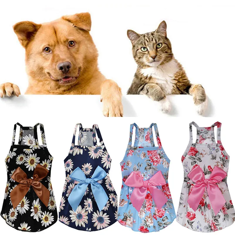 

Cute Flower Pet Dress For Dogs Cats Cozy Summer Puppy Skirt Pet Dress Sundress Princess Party Small Dog Skirt Outfit Dog Clothes