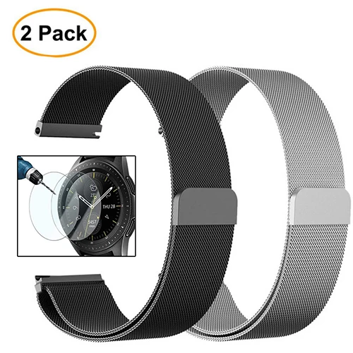 Black Silver 20 мм Миланский Браслет для часов из нержавеющей стали для samsung Galaxy Watch Active 42 мм gear S2 Classic gear спортивный ремешок на запястье - Цвет ремешка: Black Silver