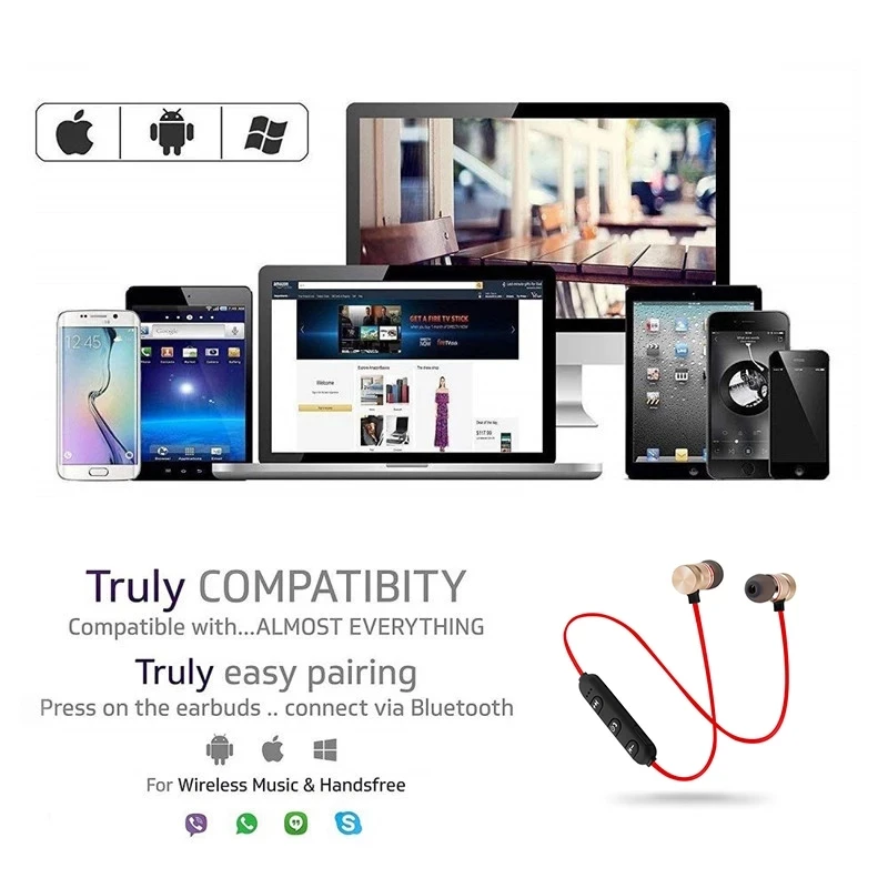 

Magnetic Wireless Bluetooth 5.0 Earphone Music Headset Phone Neckband Sport Earbuds Earphones with Mic For iPhone Samsung Xiaomi